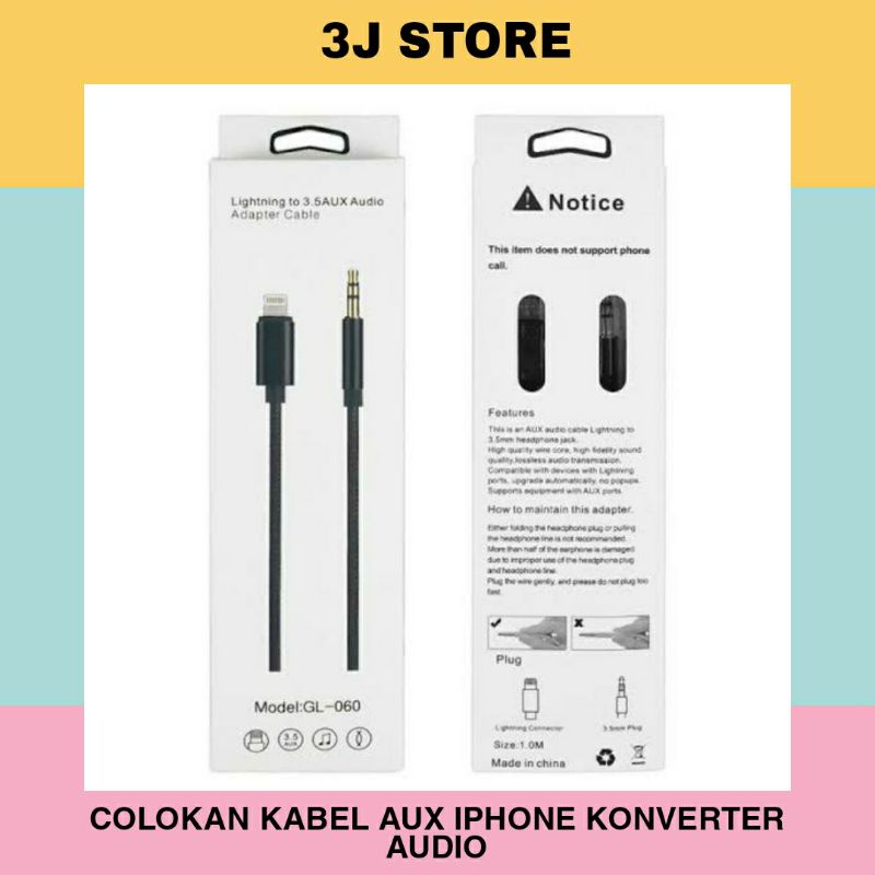 COLOKAN KABEL AUX IPHONE KONVERTER AUDIO