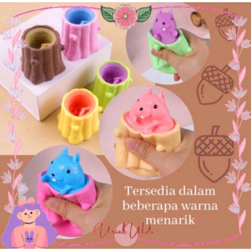 Mainan squish popup | Tunggul pohon jahat tupai cangkir dekompresi teleskopik kepala Spoof mainan | 