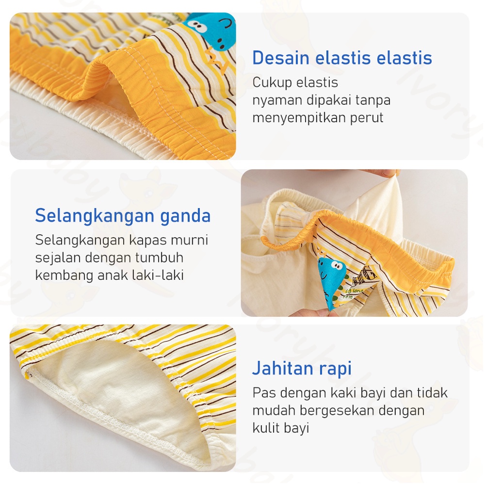 Ivorybaby 5pcs celana dalam anak laki-laki Celana dalam cd anak cowok katun murni