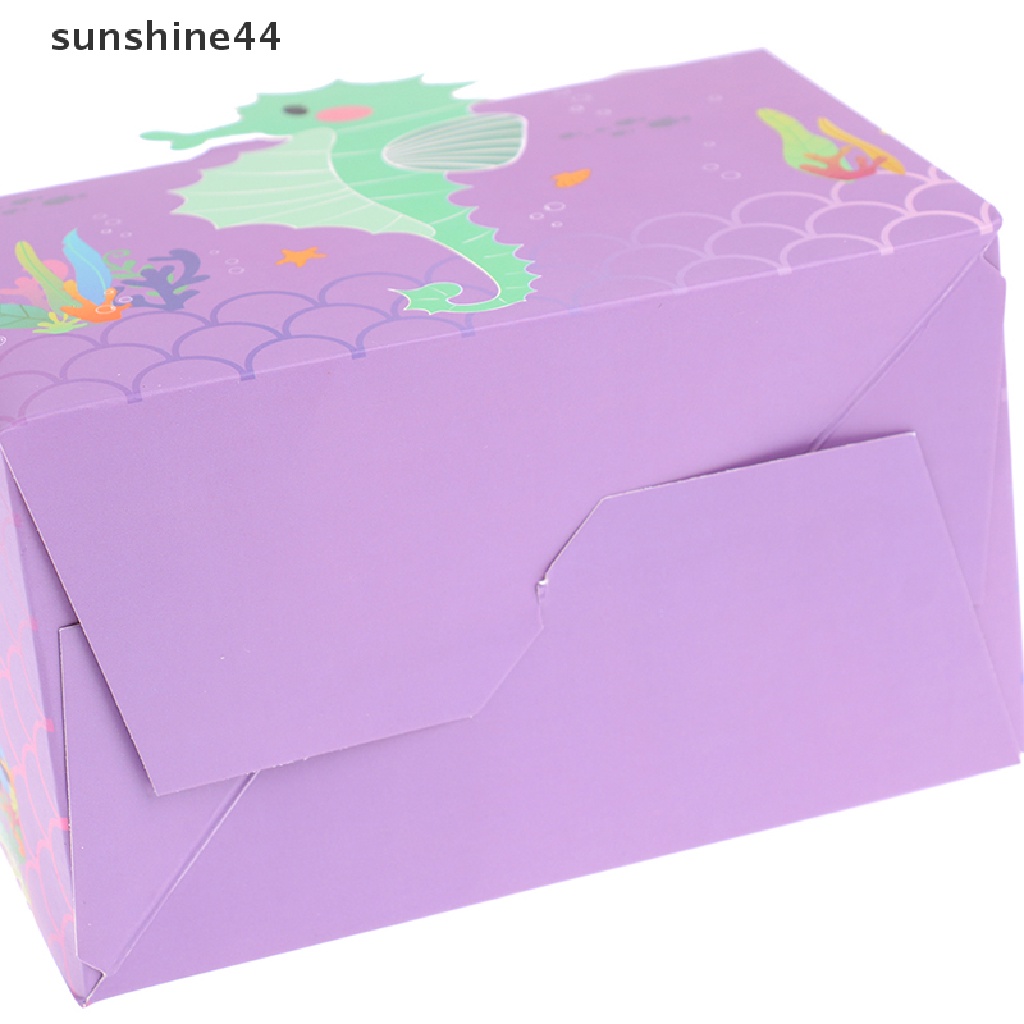 Sunshine 6Pcs Mermaid Candy Box Underwater World Favor Gift Box Kotak Kemasan Kue.