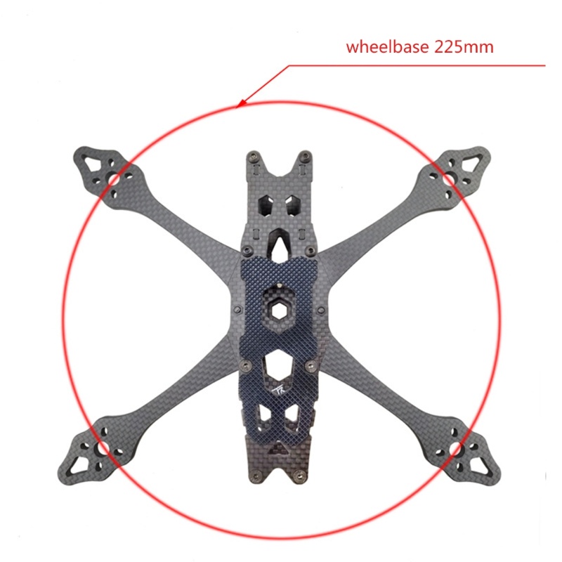 Zzz X-type Split Carbon Fiber Frame Kit Inci Wheelbase 225mm Dengan Lengan 5mm Untuk QAV-S