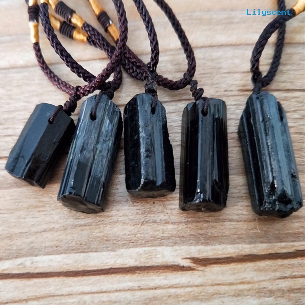 Ls Kalung Tali Faux Tourmaline Stone Pillar Pendant Fashion Perhiasan Kalung Unisex Untuk Pesta