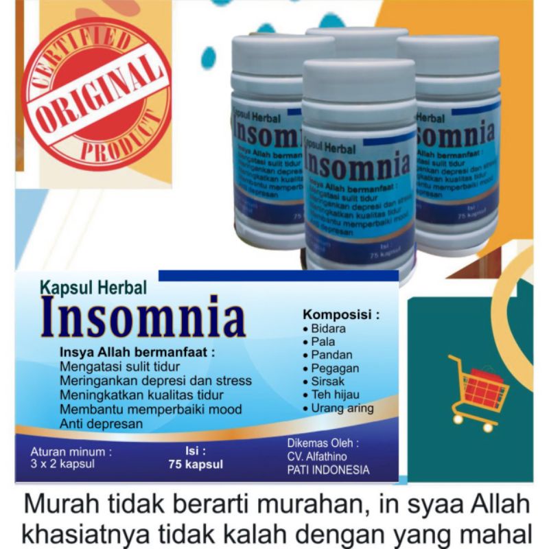 Jual Obat Insomnia I Obat Susah Tidur I Obat Sulit Tidur I Kapsul Herbal Insomnia 75 Kapsul 