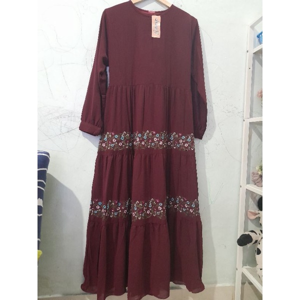 New Gamis Ceruty Babydoll Maroon