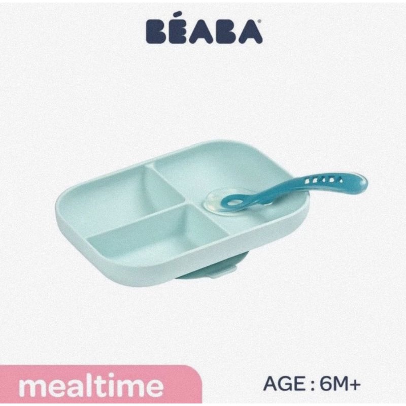 Beaba Set Sil Divided Suction - Set Piring &amp; Sendok Makan Bayi