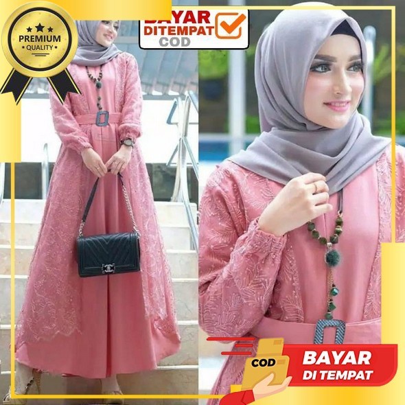 Gamis Hellen Cantik Dress Pesta Muslimah Belle Maxy Velvet Brokat Mix Payet Ld100 Dan Ld120 Sonia Dr