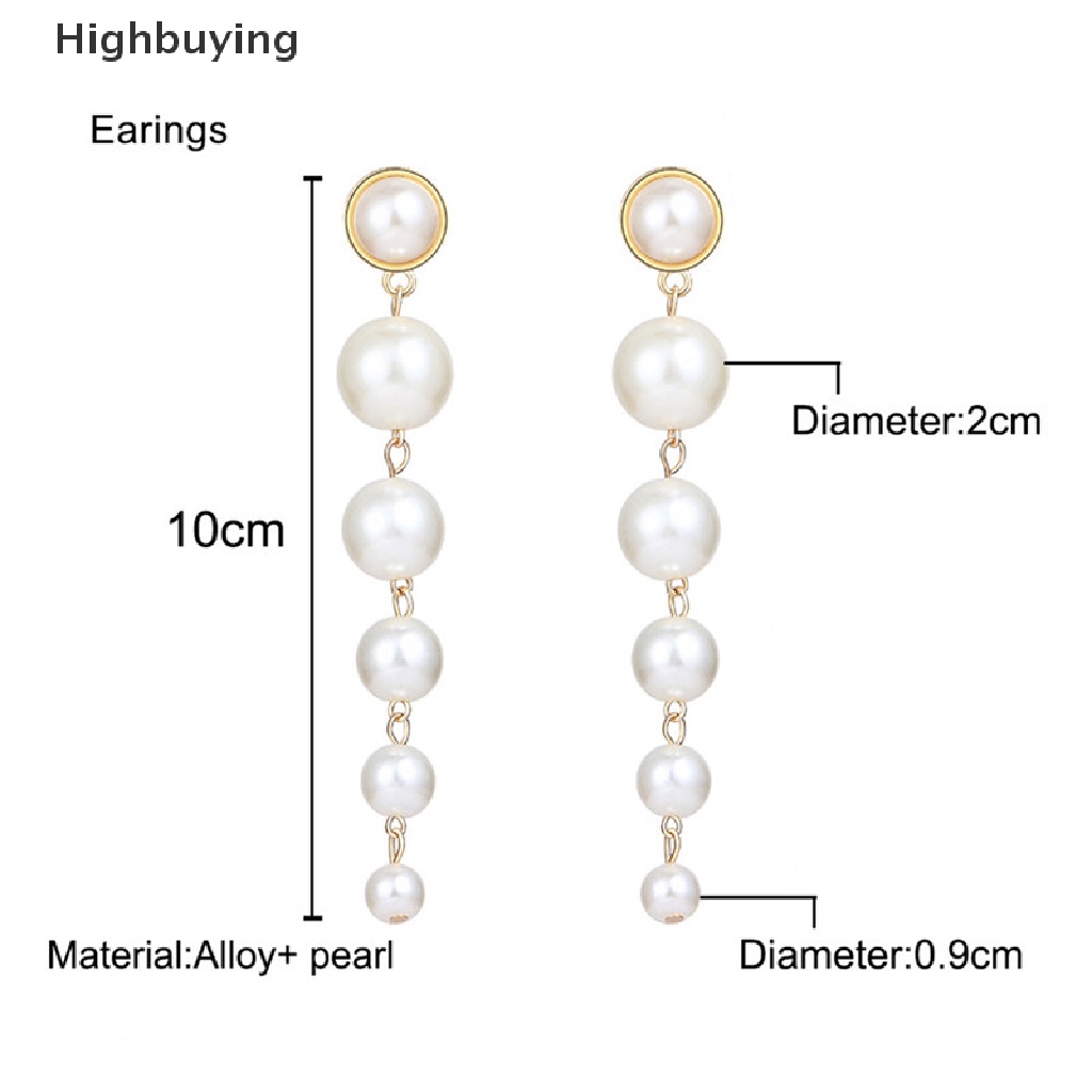 Hbid Lady Elegan Ear Stud Mutiara Rumbai Panjang Statement Menjuntai Drop Earrings Perhiasan Glory