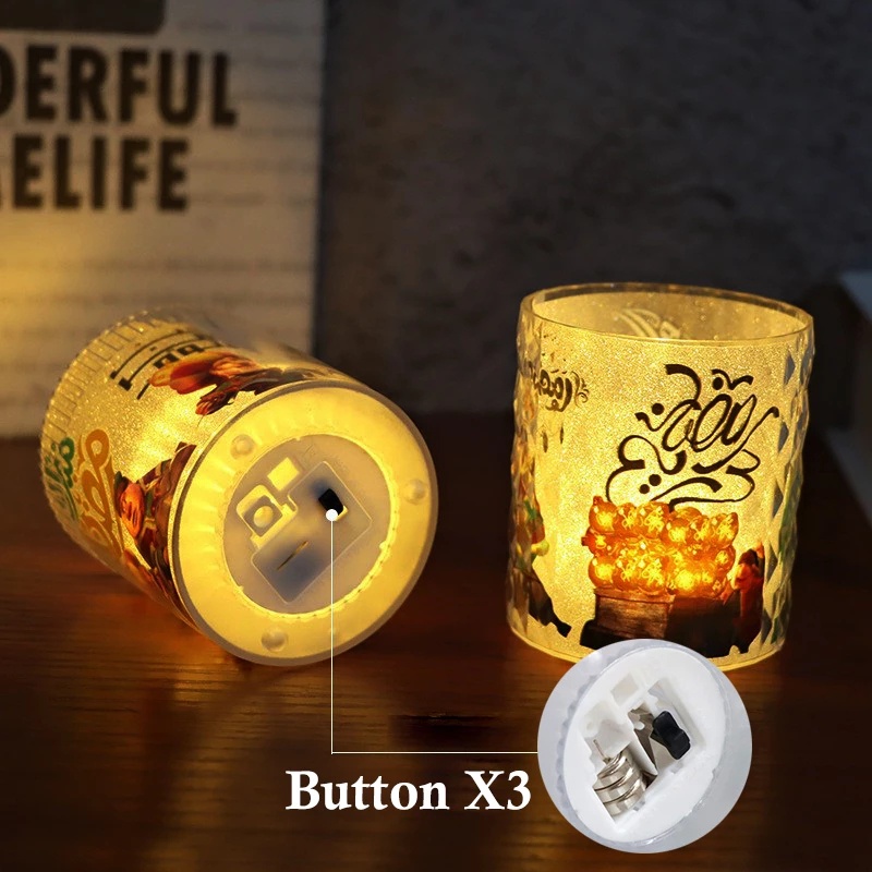 Eid Mubarak LED Candle Night Light Lampu Desktop Ornamen Dekorasi Ramadhan Kareem Perlengkapan Festival Muslim Islami