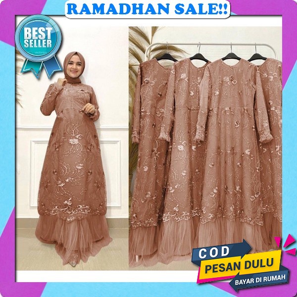 Dyn-Mayra Dress/Gamis Silk Premium Gamis Terbaru 2023 Lebaran Wanita Baju Muslim Remaja Perempuan Ga