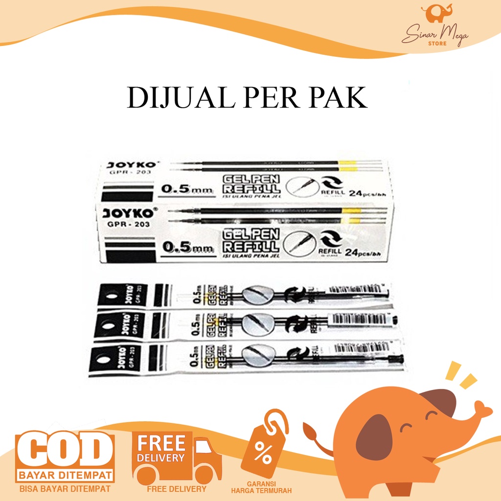

DIJUAL SATU PAK Joyko Refill Isi Ulang Pulpen Gel Pen GPR-203 Black 0.5mm (ISI 24 PCS) Murah