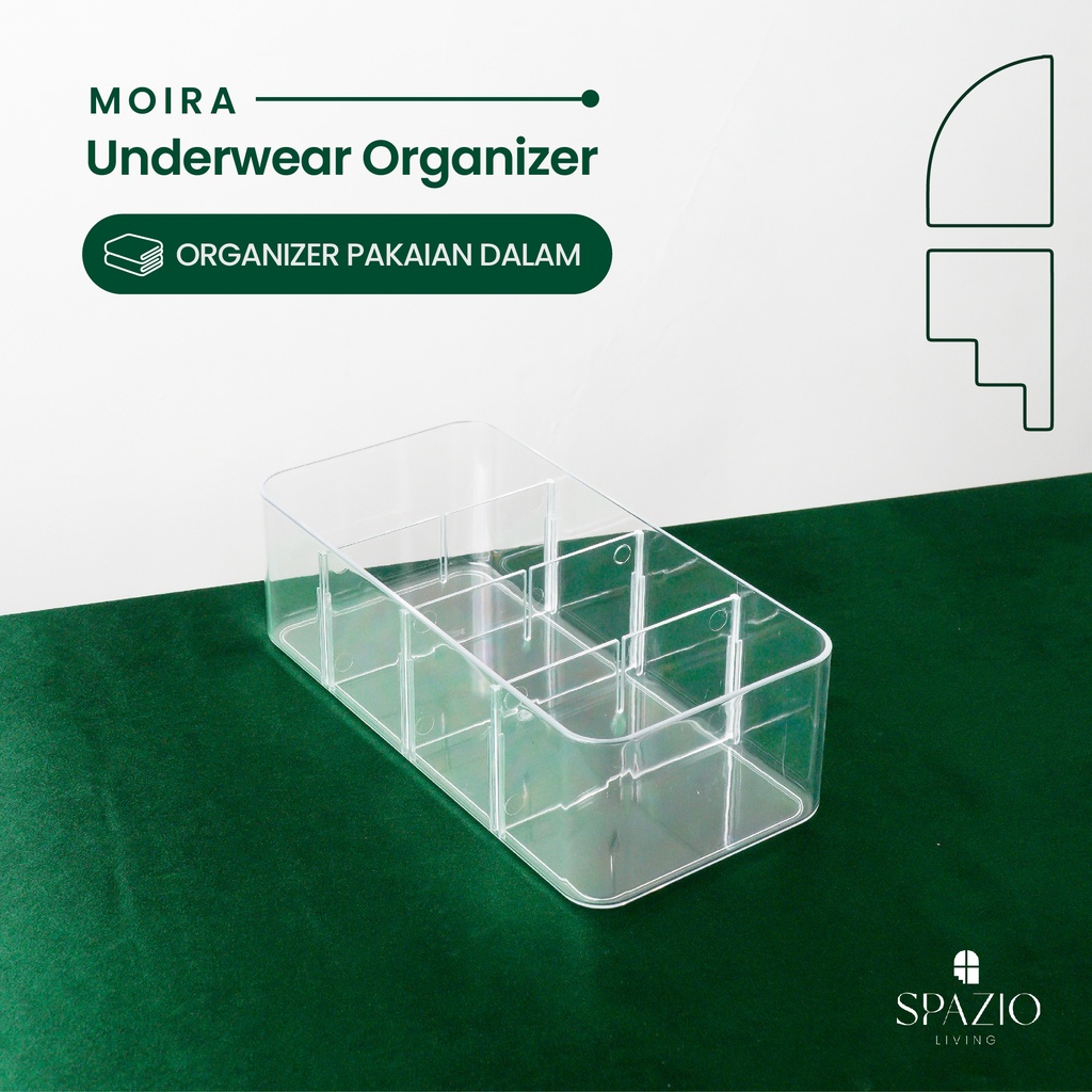[Spazio] MOIRA Organizer Pakaian Dalam Serbaguna Sekat Kotak Penyimpan Lemari Rak Organizer Pakaian 