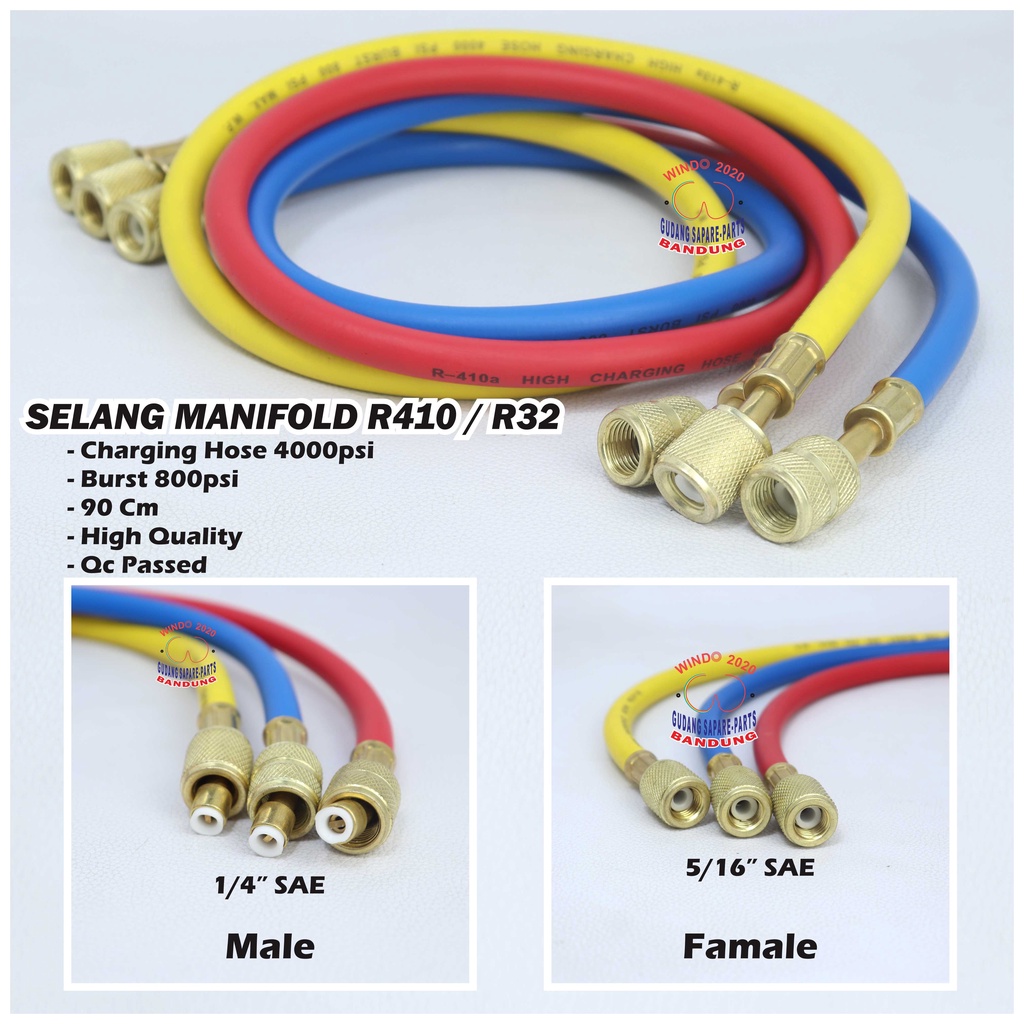 SELANG MANIFUL R410 &amp; R32 SET | SLANG MANIFOL / ANALISER / ANALIZER PENGISIAN FREON AC R 410 &amp; R 32