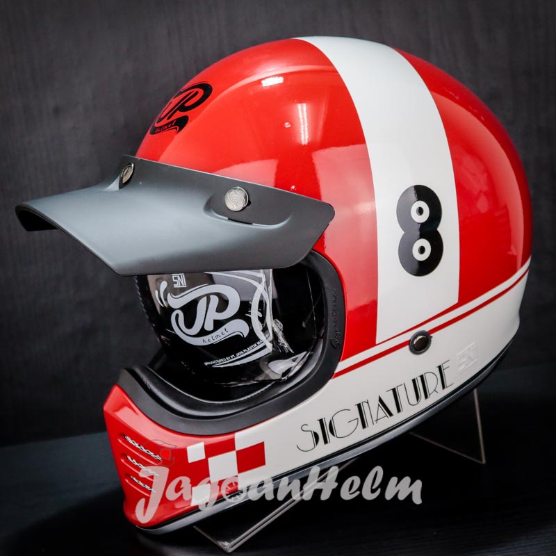 JPX HELM JP SIGNATURE | RED FERRARI GLOSS |SG 03  | RETRO CLASSIC DDRING | SG03