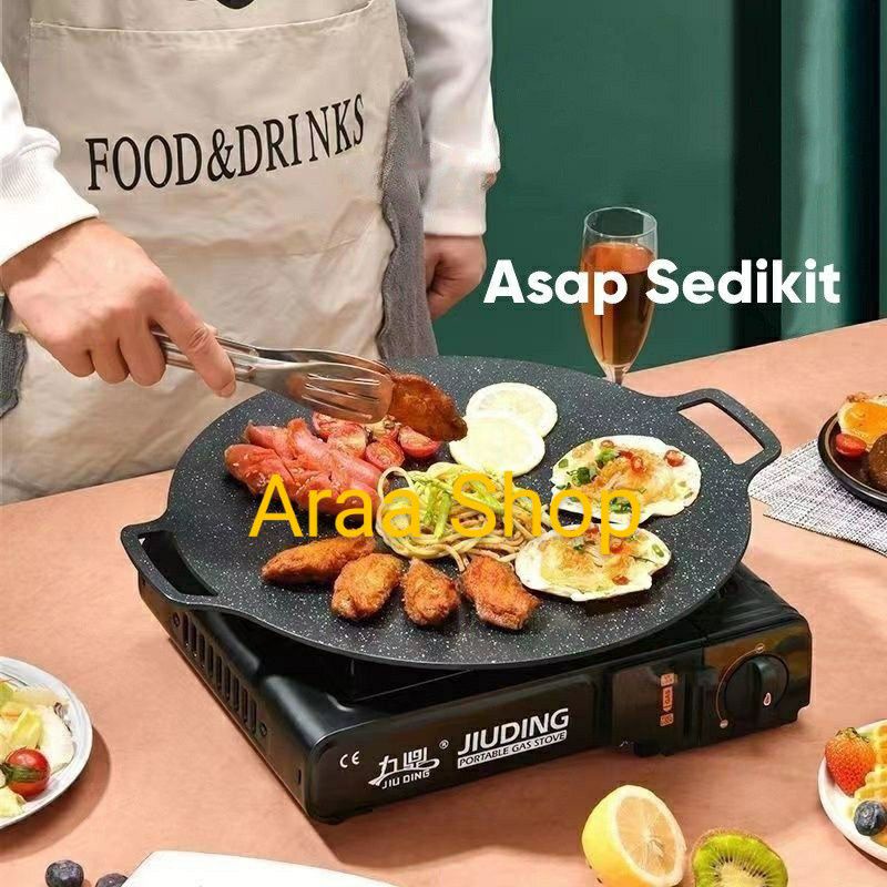 Wajan Martabak Kebab Penggorengan Plat Hitam Datar 38cm & 34cm Coating Non-Stick Anti Lengket Frypan