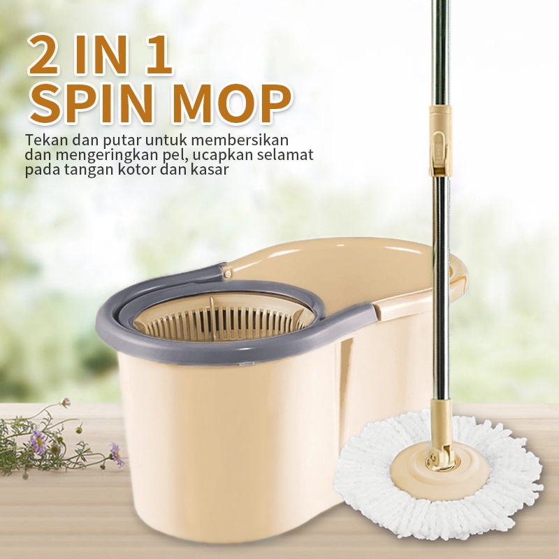 COD SHENAR Alat Pel Lantai Ember 2 in 1 Kain Fiber dengan Ember Spin Mop Mencuci dan Membilas Alat Pembersih Lantai