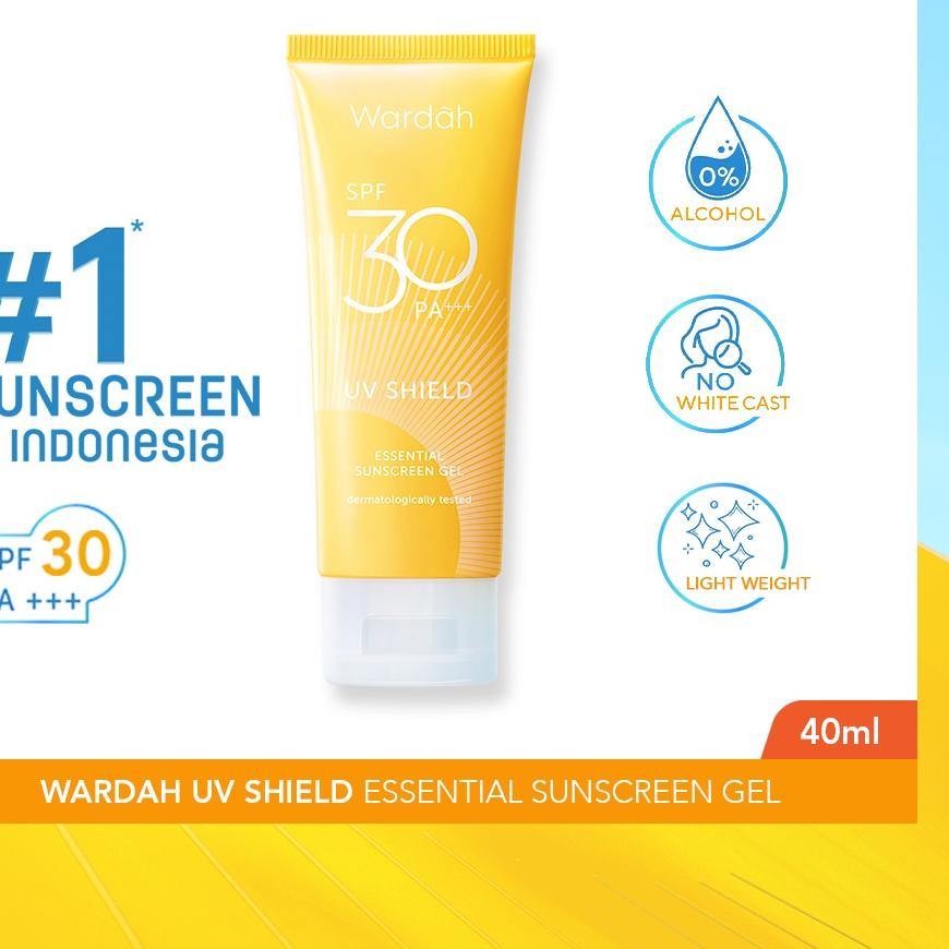 Grosiran Murah Wardah UV Shield Essential Sunscreen Gel SPF 30 PA +++ 40 ml - Sunscreen Wajah 0% Alk