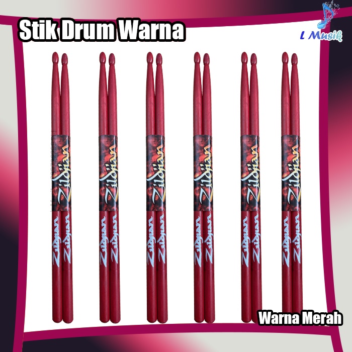 STIK DRUM PREMIUM WARNA WARNI BAHAN SAWO UKURAN STANDAR 5A