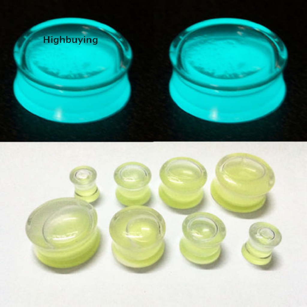 Hbid 1pc Korek Kuping Isi Cairan Glow in the Dark Double Flared Saddle Ear Gauges Glory