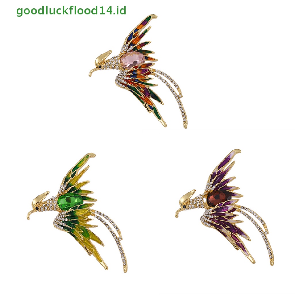 [GOOGFOUR] 1 Pcs Kristal Phoenix Burung Bros Untuk Wanita Pria Enamel Warna-Warni Burung Bros Pakaian Syal Klip Kerah Manset Pin Berlian Imitasi Bros Hadiah [TOP]