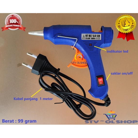 Glue Gun kecil / lem tembak 20 Watt koss + saklar on/off