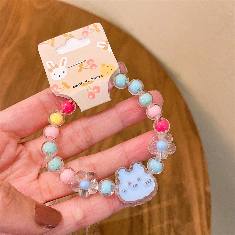 Fashion Gelang Jelly Warna Kartun Elastis Adjustable Gelang Akrilik Untuk Wanita Aksesoris Fashion