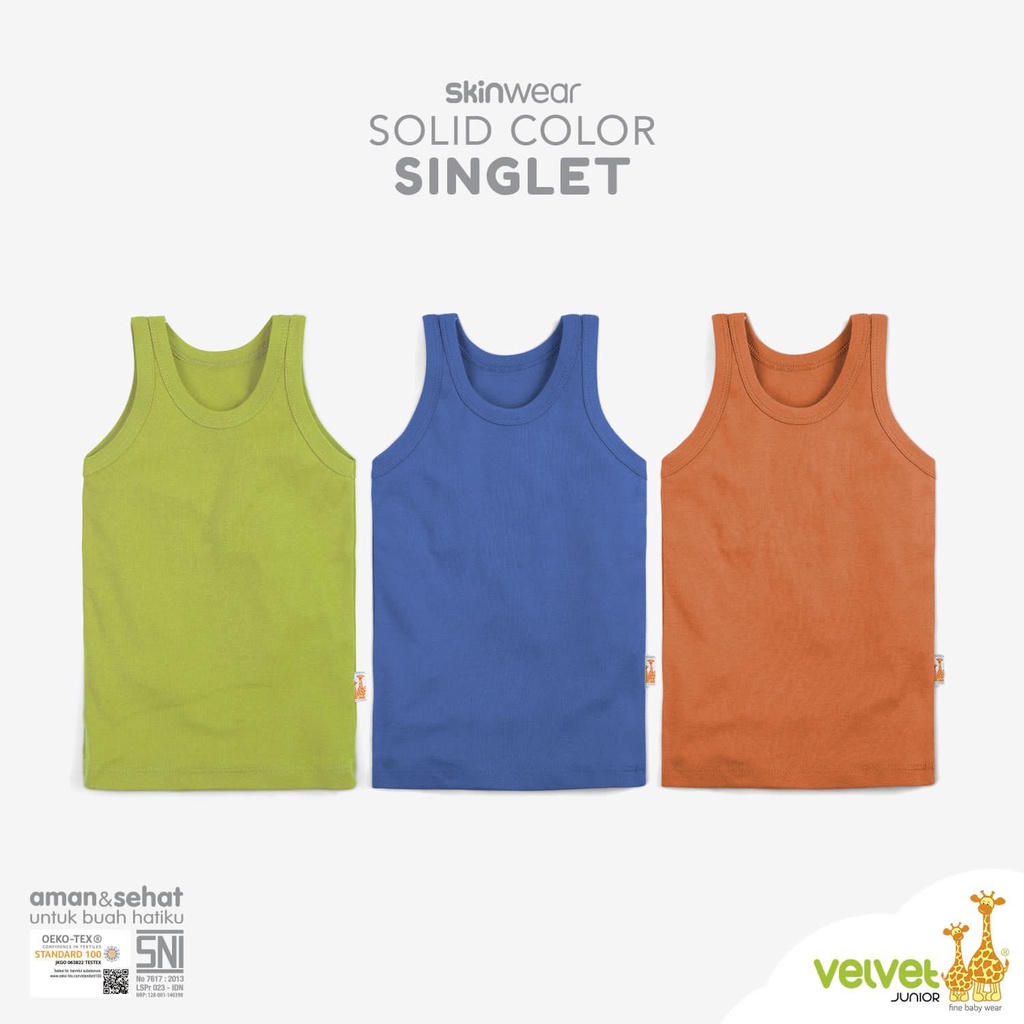 Velvet Junior isi 3pcs Singlet Basic Kaos Dalam Baby Anak Putih / KZL isi 6pc Singlet &amp; Tanktop