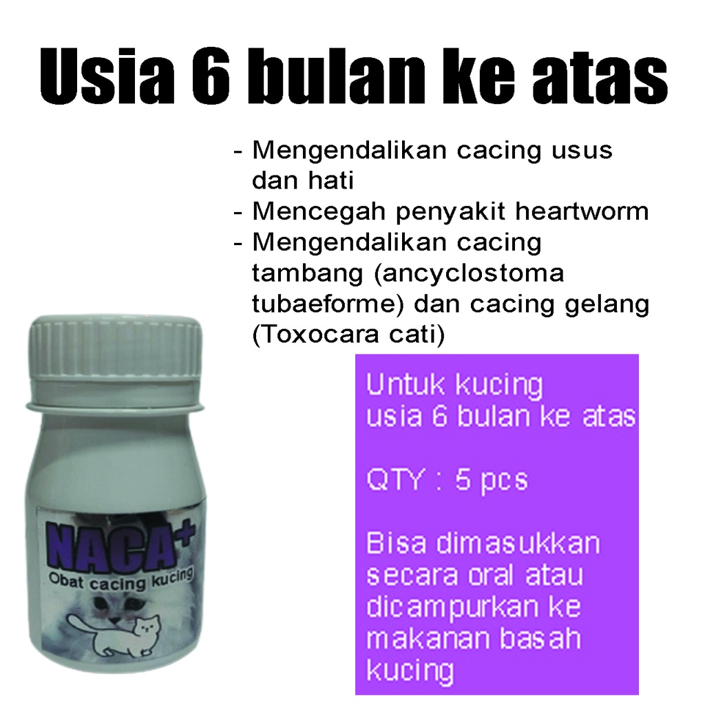 NACA PLUS OBAT CACING KUCING untuk baby kitten dan dewasa