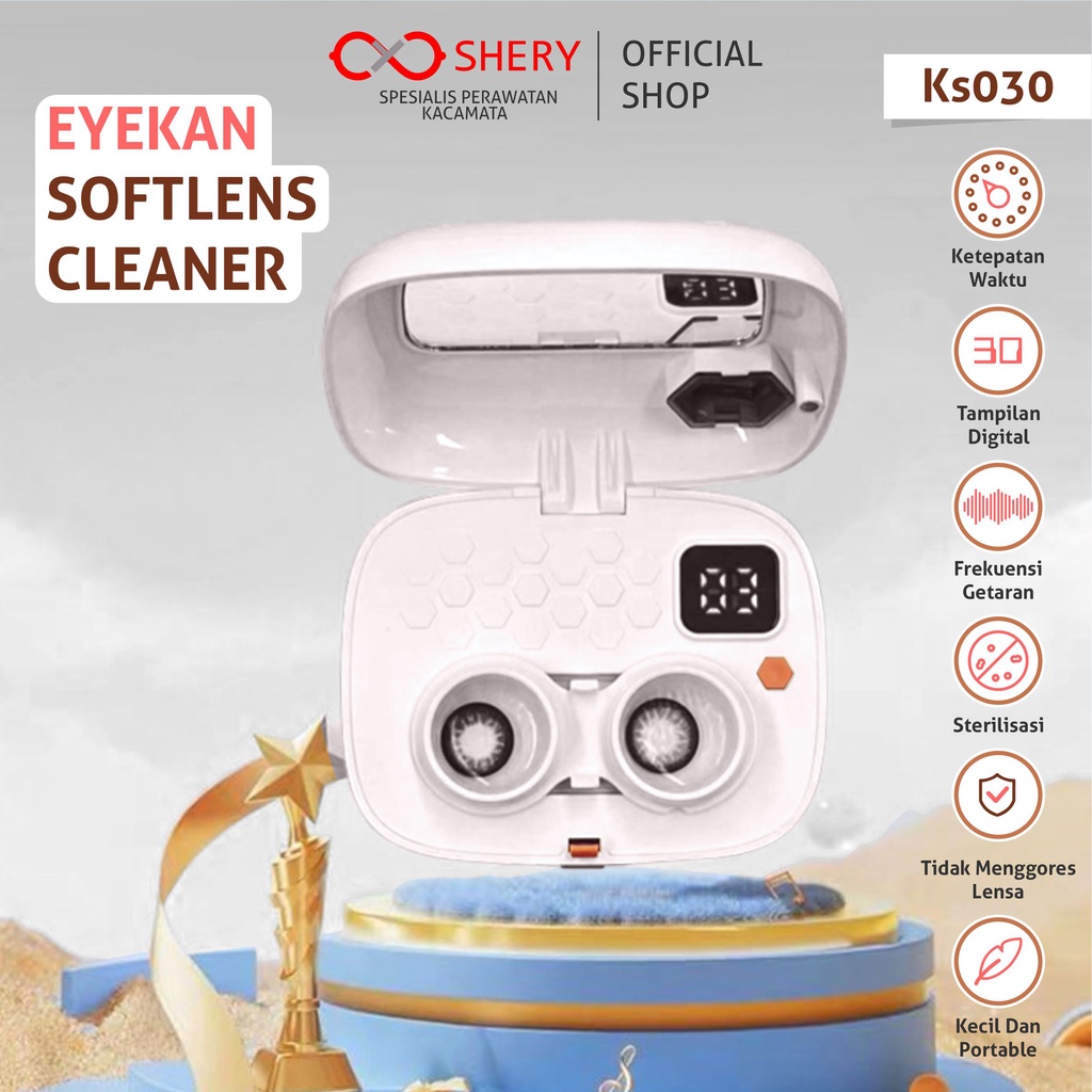 SHERY Softlens Cleaner Modern Mesin Cuci Softlens Mini Portable Ultrasonic Otomatis KS030