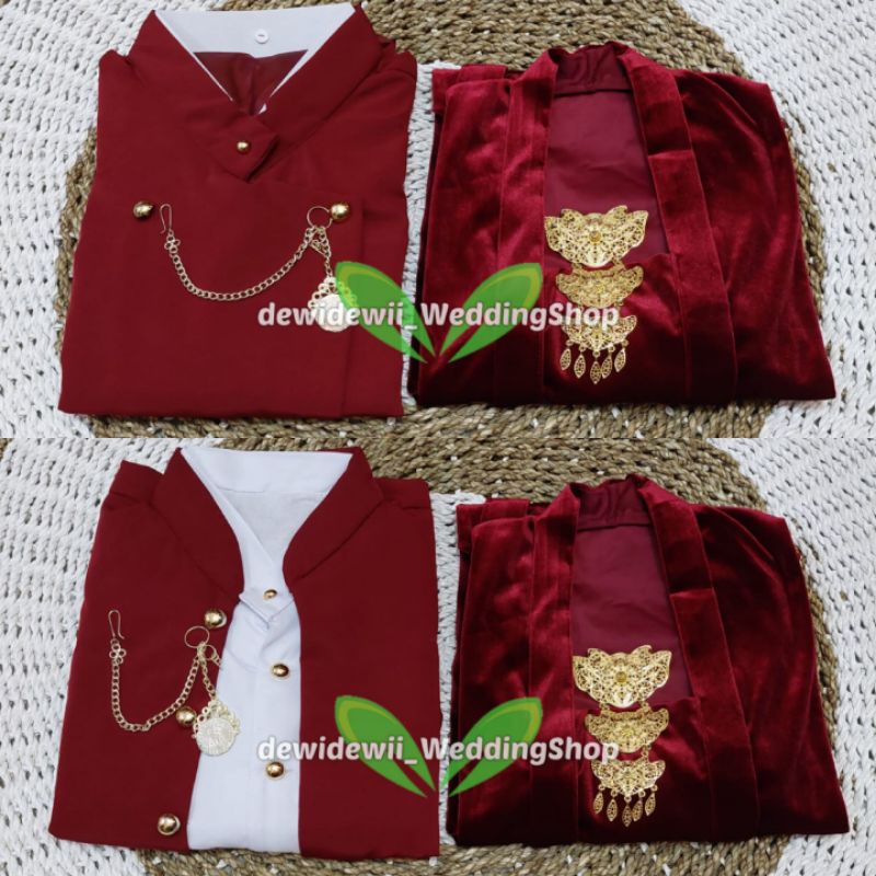 [1 Set] Beskap + Kebaya / Warna Maroon || Atasan Baju Prewedding