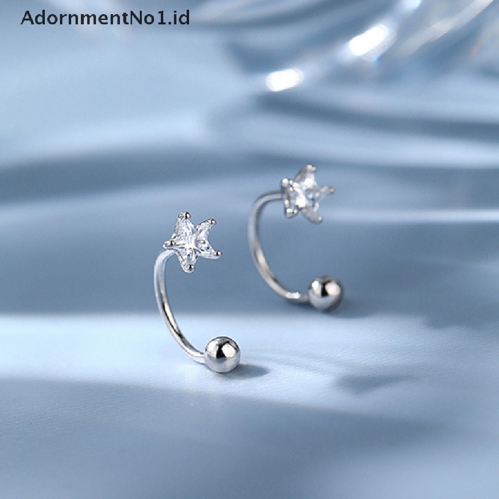 [AdornmentNo1] 2pc Stainless Steel Warna Emas Minimal Kristal Bintang Telinga Giwang Anting Wanita Korea Helix Studs Tragus Cartilage Jewelry [ID]