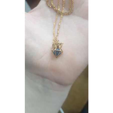 Kalung birthstone hwt batu merah biru ungu hijau pink kuning emas asli 375 8k