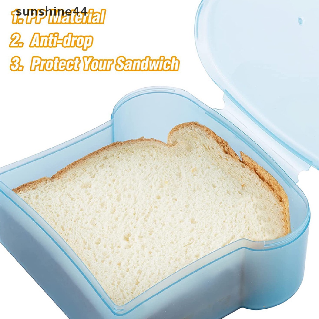 Sunshine Wadah Sandwich Plastik Dengan Tutup Reusable Food Storage Lunch Box.