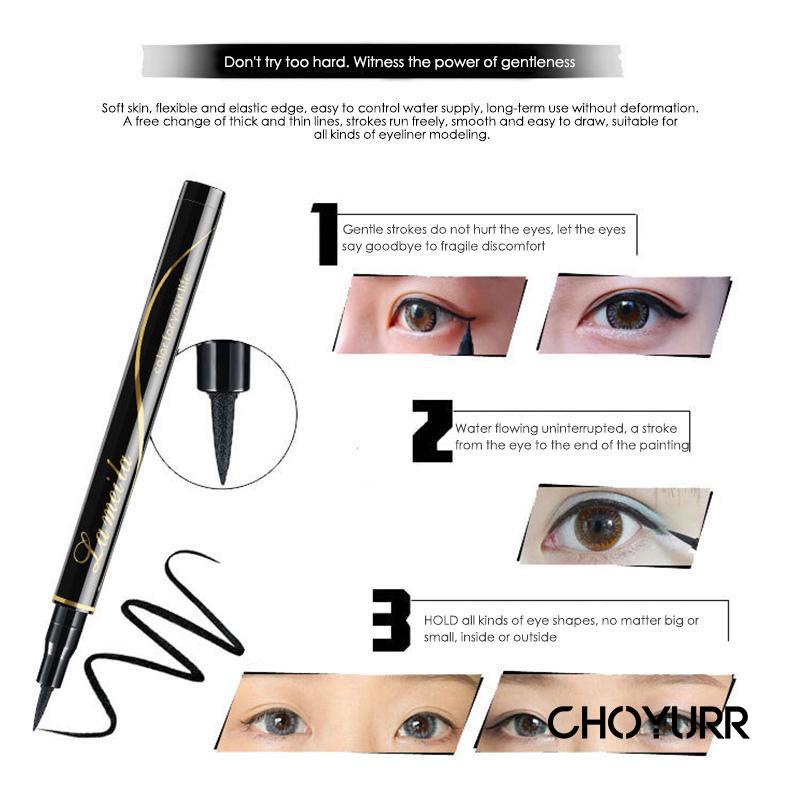 【COD】Eyeliner Lasting Sweatproof Waterproof Tahan Lama Riasan Mata Besar Pensil Eyeliner Kepala Lembut -CH