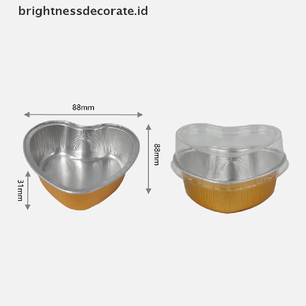 [Birth] 10pcs Loyang Kue Aluminium Foil Bentuk Hati Cupcake Cup Dengan Tutup 3.4 Ons [ID]