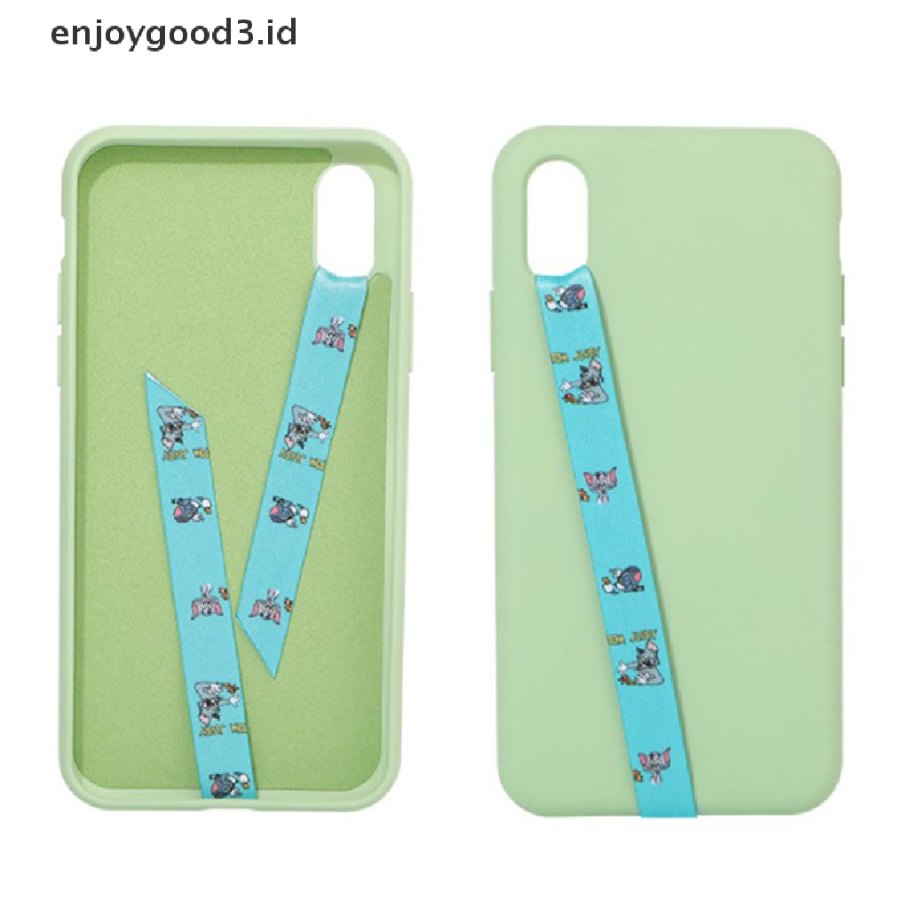 [Rready Stock] Ponsel Elastis Gelang Tangan Jari Holder Phone Lanyard PU Leather Grip Satu Tangan Anti Slip Kartun Phone Holder Strap (ID)