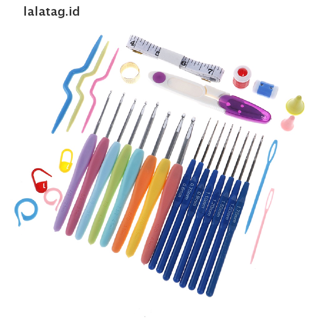 [lalatag] 53pcs Crochet Hooks Knitg s Rajut Menenun Kerajinan Benang Set Aksesori Jahit [ID]