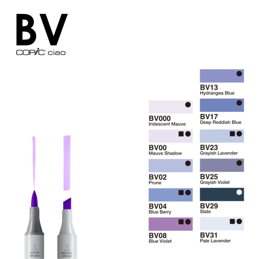 Copic Ciao Marker BV (Blue-Violet) Series CCM/BV - Satuan