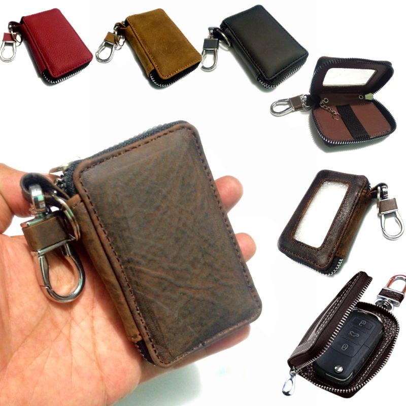 dompet kunci remote keyless mobil universal kulit asli model polos dompet STNK