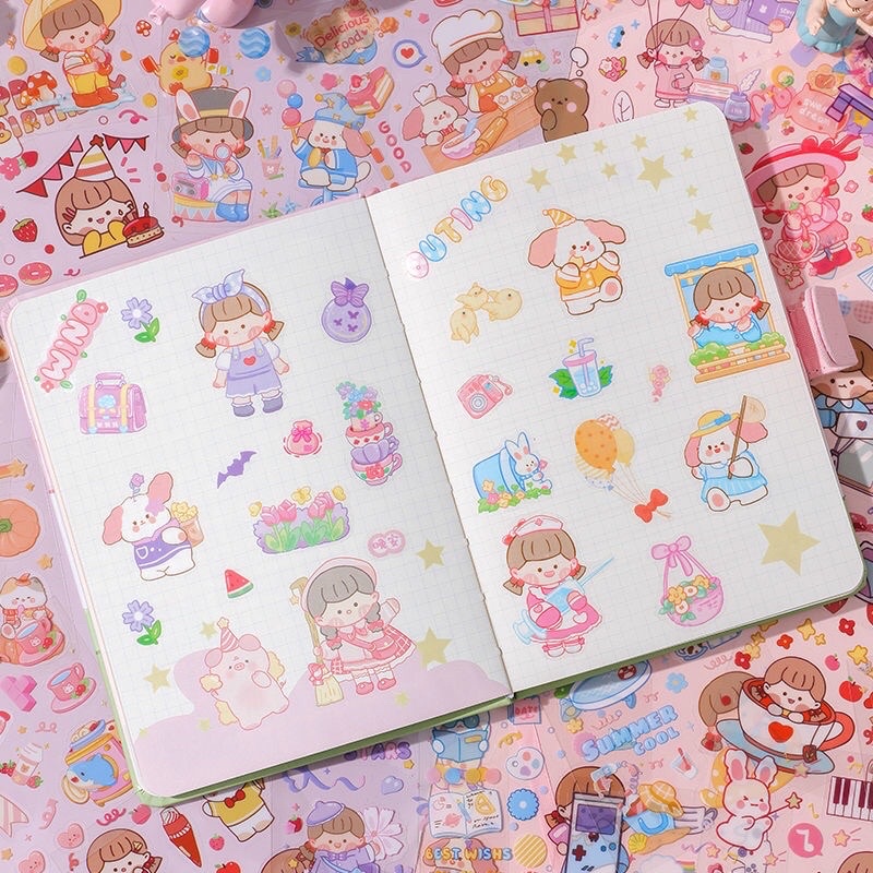 5-25 LEMBAR STIKER LUCU MUSIM SEMI KARAKTER KARTUN ANAK PEREMPUAN IMUT BOTOL AIR MINUM VIRAL PHONE CASE CASING HP UNIK LAPTOP ESTETIK GAYA JEPANG KOREA  Fancy Sticker Kawaii Girls Cute Lovely Pink Aesthetic Diy Scrapbook Jurnal Beautiful Diary Organizer