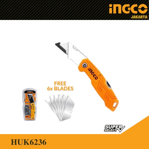 

Pisau Lipat Gagang Aluminium Folding Knife INGCO HUK6236 Utility Cuter