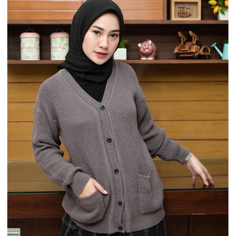 Merissa Outer Cardigan Rajut  Cardigan Rajut Kancing Saku Outer Merisa Knit