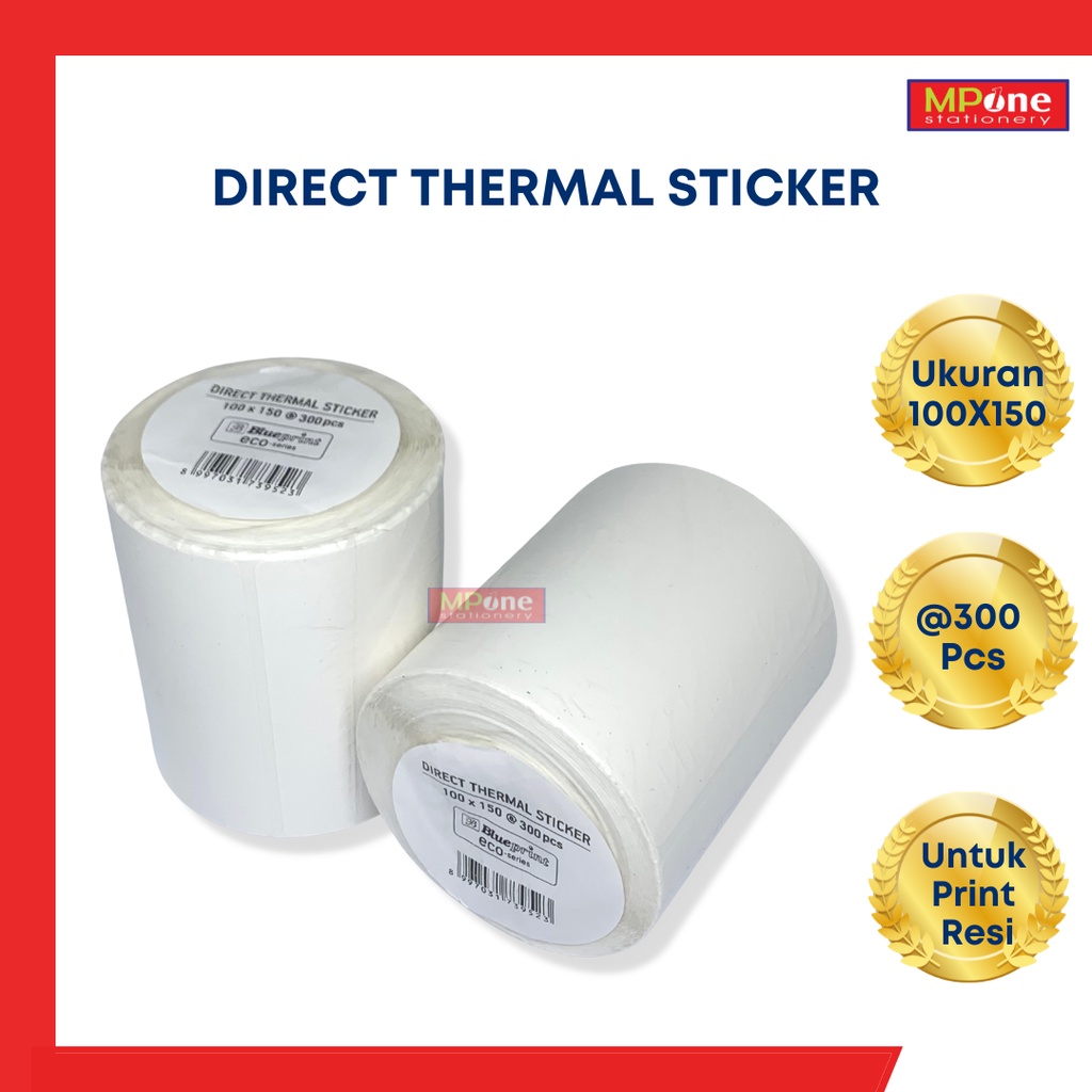 

(1ROLL) Bluerprint Direct Thermal Stiker Cetak Resi / Kertas Label Resi / Kertas Label Resi Blueprint Eco-series 100x150 @300lembar