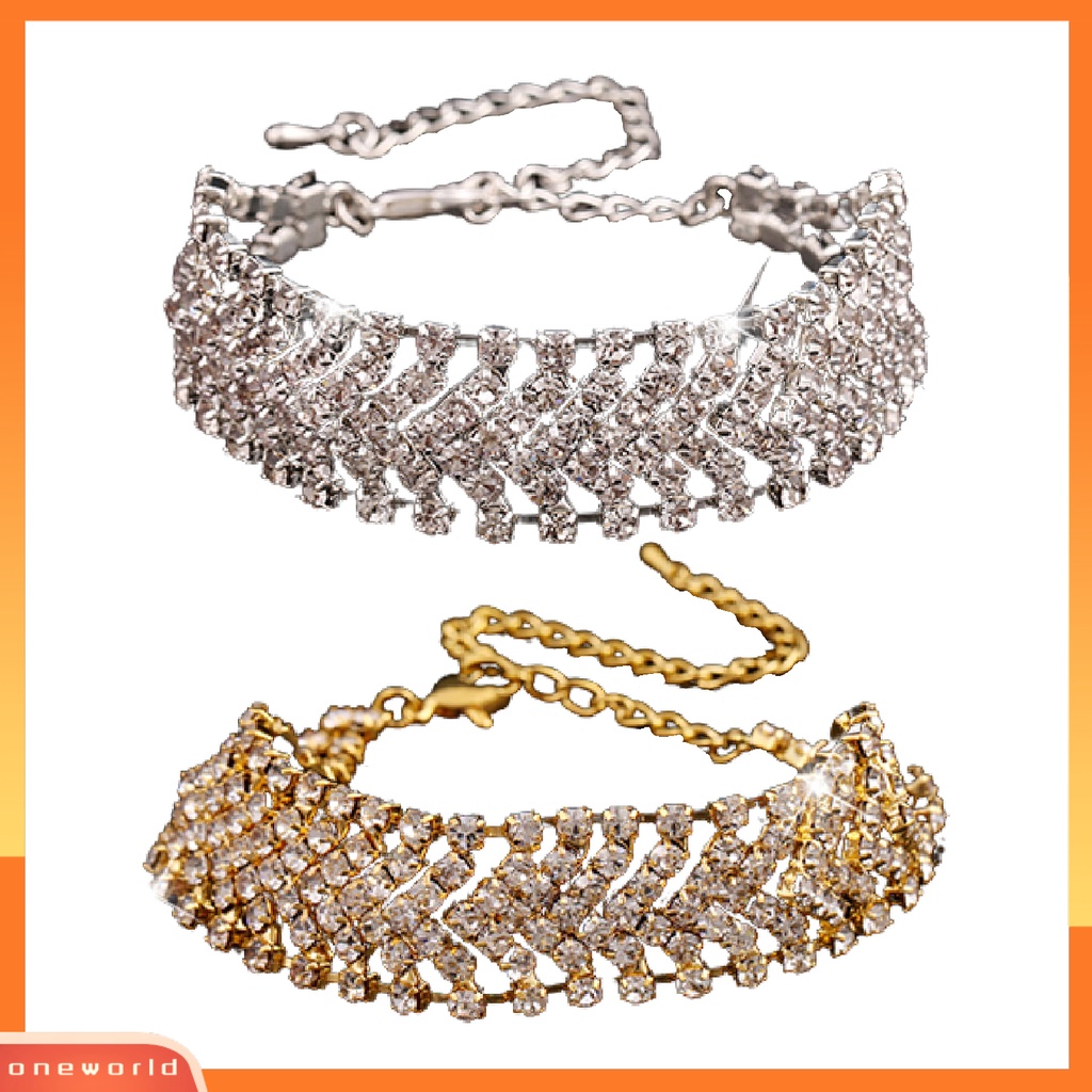 {oneworld} Gelang Multilayer Handmade Rhinestones Alloy Cuff Bangle Untuk Pesta