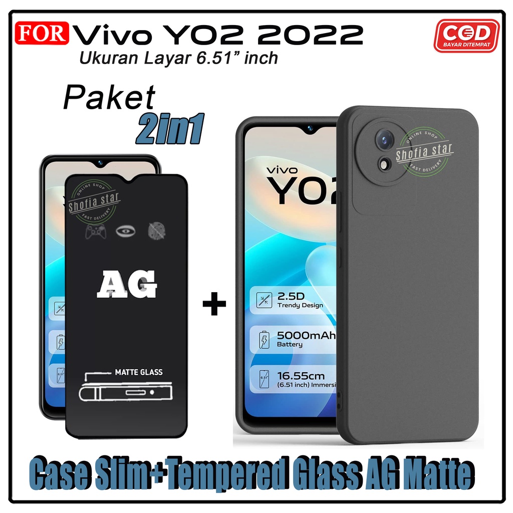 Promo 2in1 Case Vivo Y02 Y22 Y16 Softcase Slim Black Protect Casing