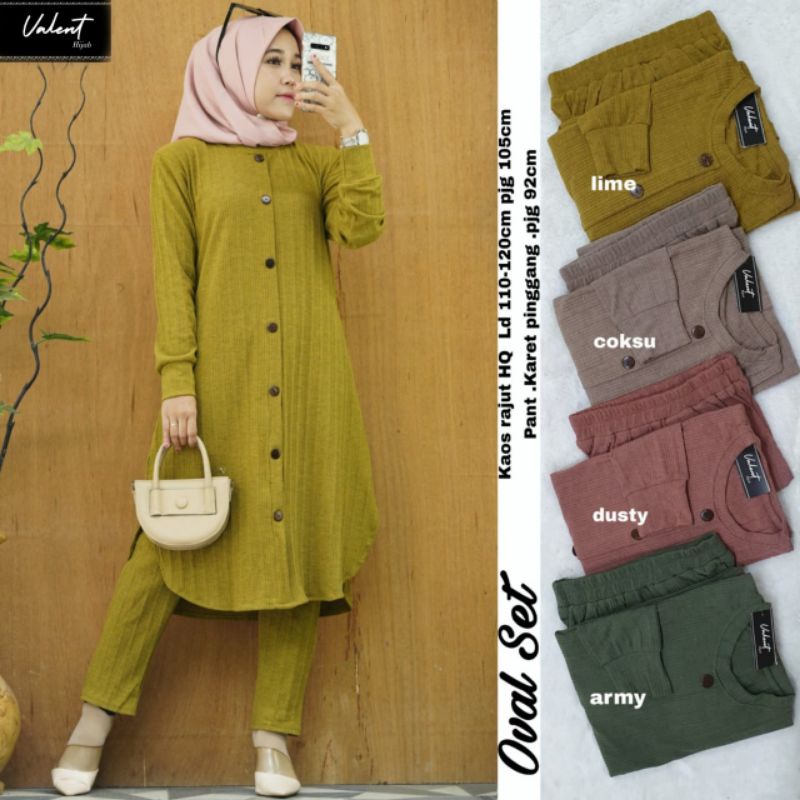 SETELAN KAOS RAJUT OVAL  SET (savila)