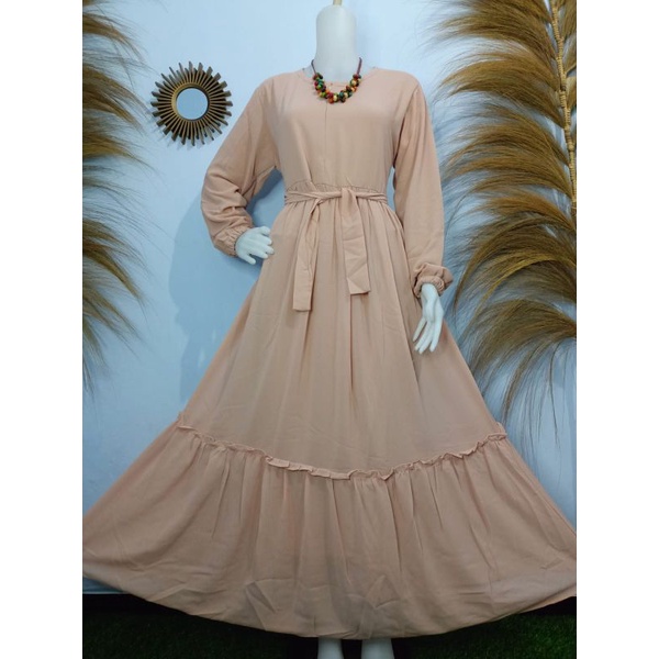 Gamis Ceruty Babydoll Susun Polos