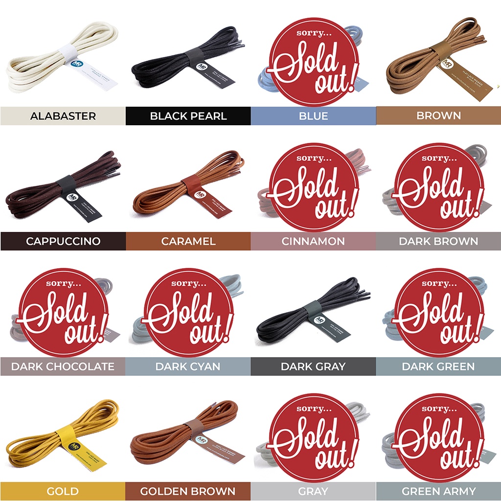 Tali Sepatu Lilin Oval 200cm 3.5mm Variasi Warna untuk Boots