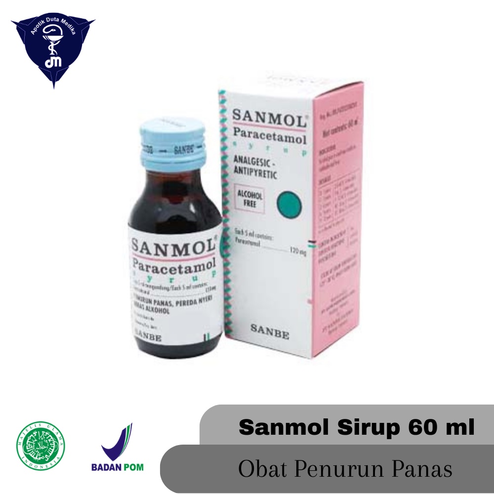 SANMOL SIRUP 60 ML - OBAT DEMAM ANAK DAN DEWASA/PENURUN PANAS/NYERI DAN DEMAM