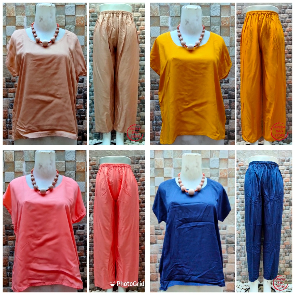 Setelan celana panjang polos bali U-XL | babydoll | set piyama motif | kulot bali | baju tidur wanit