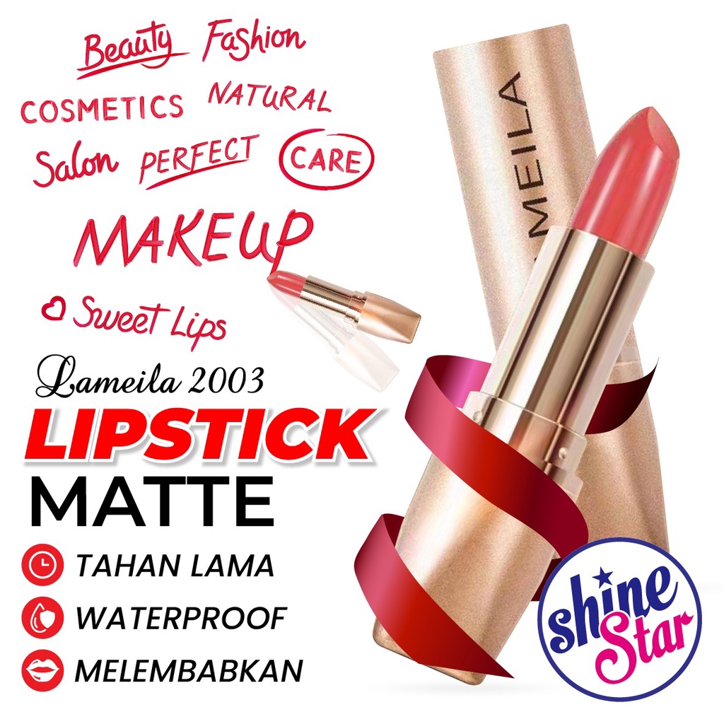 READY - Lameila 2003 Lipstick Gold Stick Roll Matte 8 Warna Waterproof